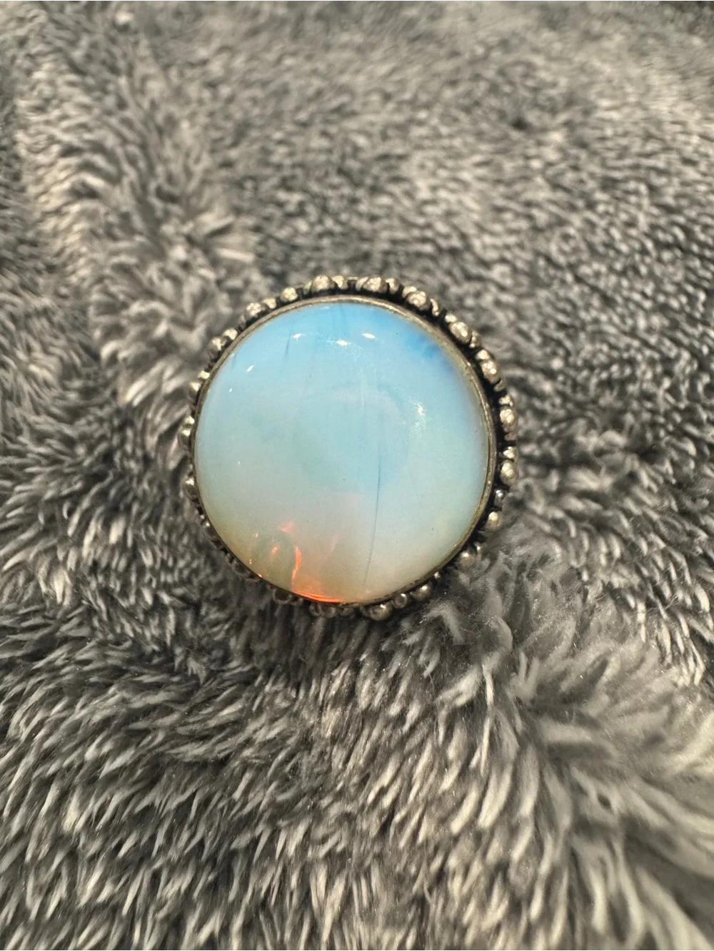 Opal-Effect Statement Ring in Opalescent Blue